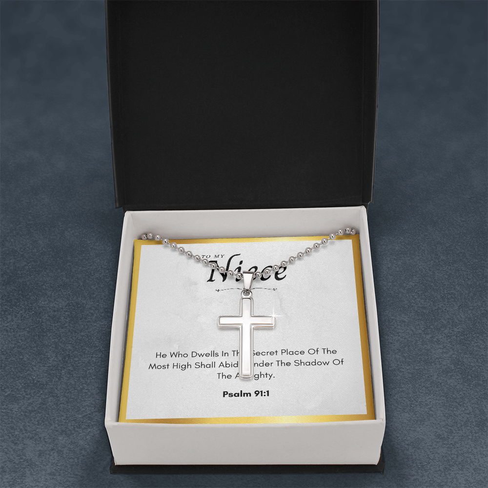 Best Gifts 305-To My Niece Cross Necklace with Psalm 91:1 Card from Aunt or Uncle