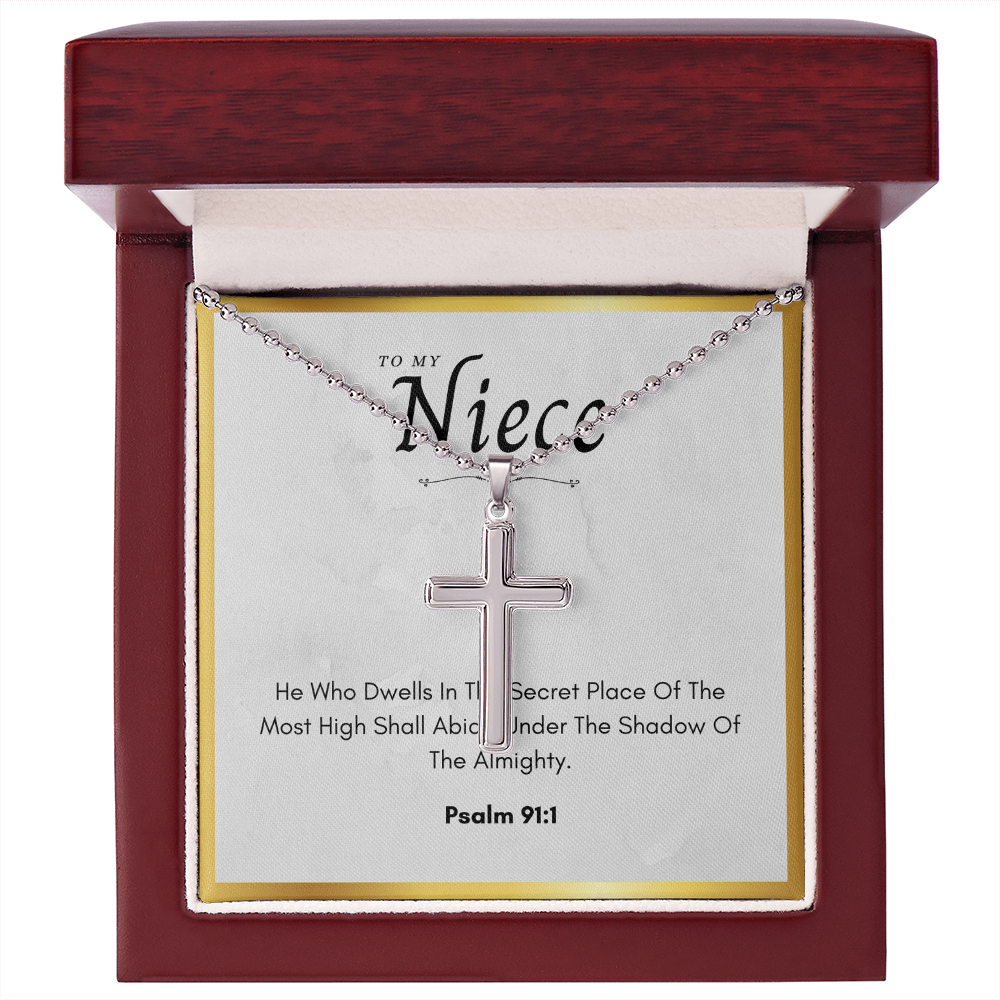 Best Gifts 305-To My Niece Cross Necklace with Psalm 91:1 Card from Aunt or Uncle