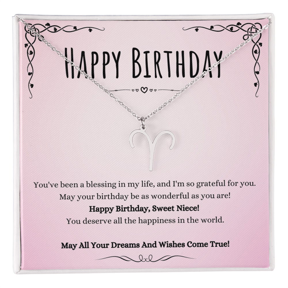 Best Gifts 305-To My Niece Zodiac Necklace with Astrological Pendant from Aunt or Uncle