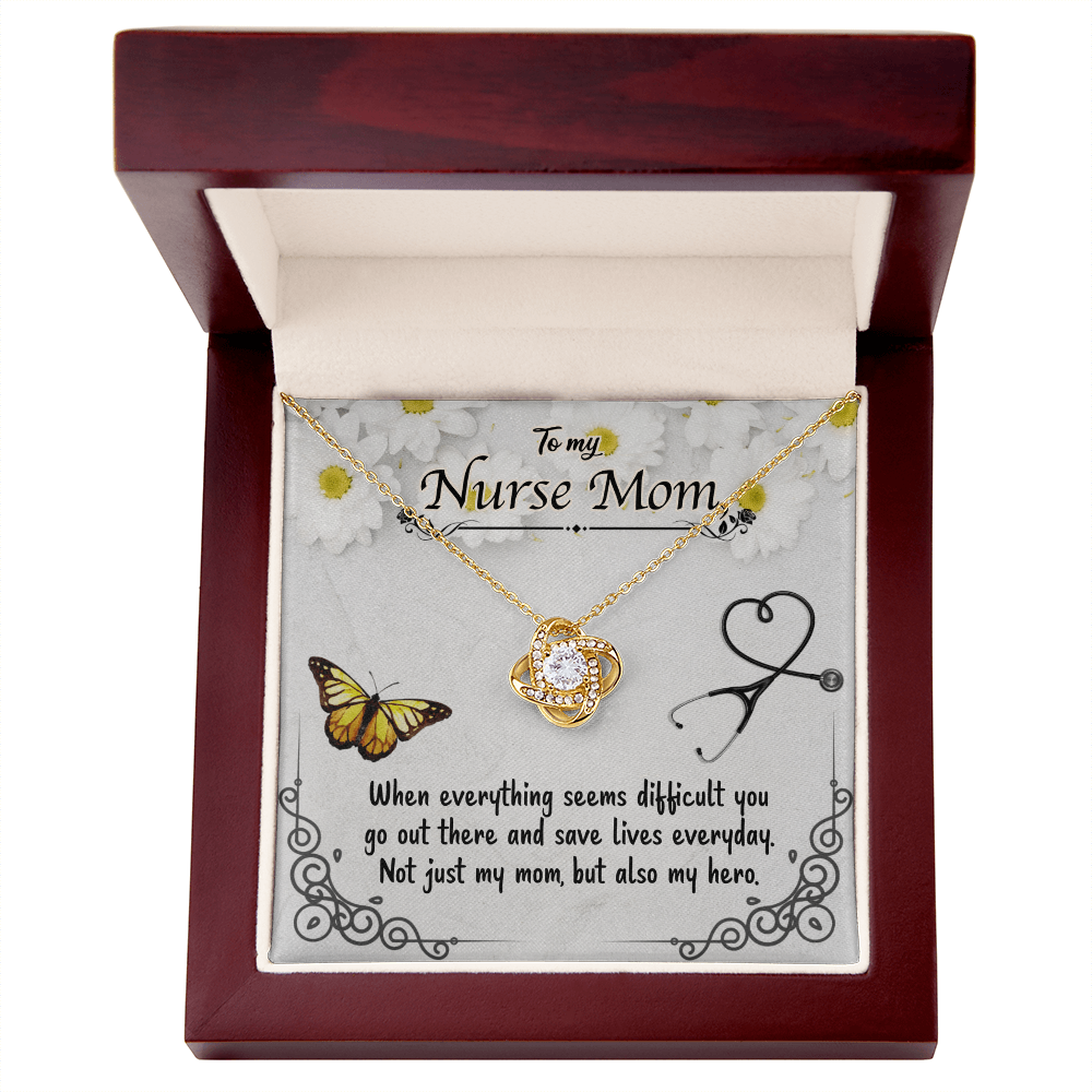 Best Gifts 305-To My Nurse Mom Love Knot Necklace with CZ Crystal Pendant