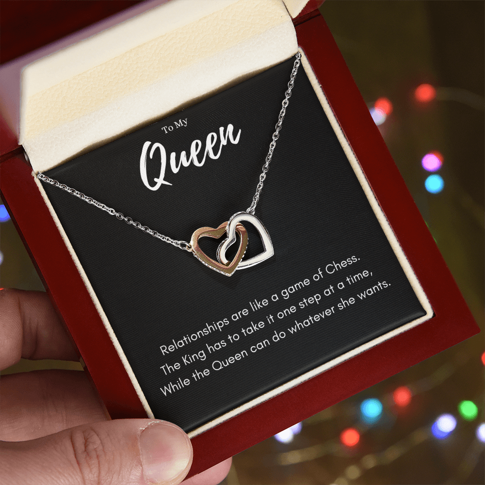 Best Gifts 305-To My Queen Interlocking Hearts Necklace Funny Romantic Gift