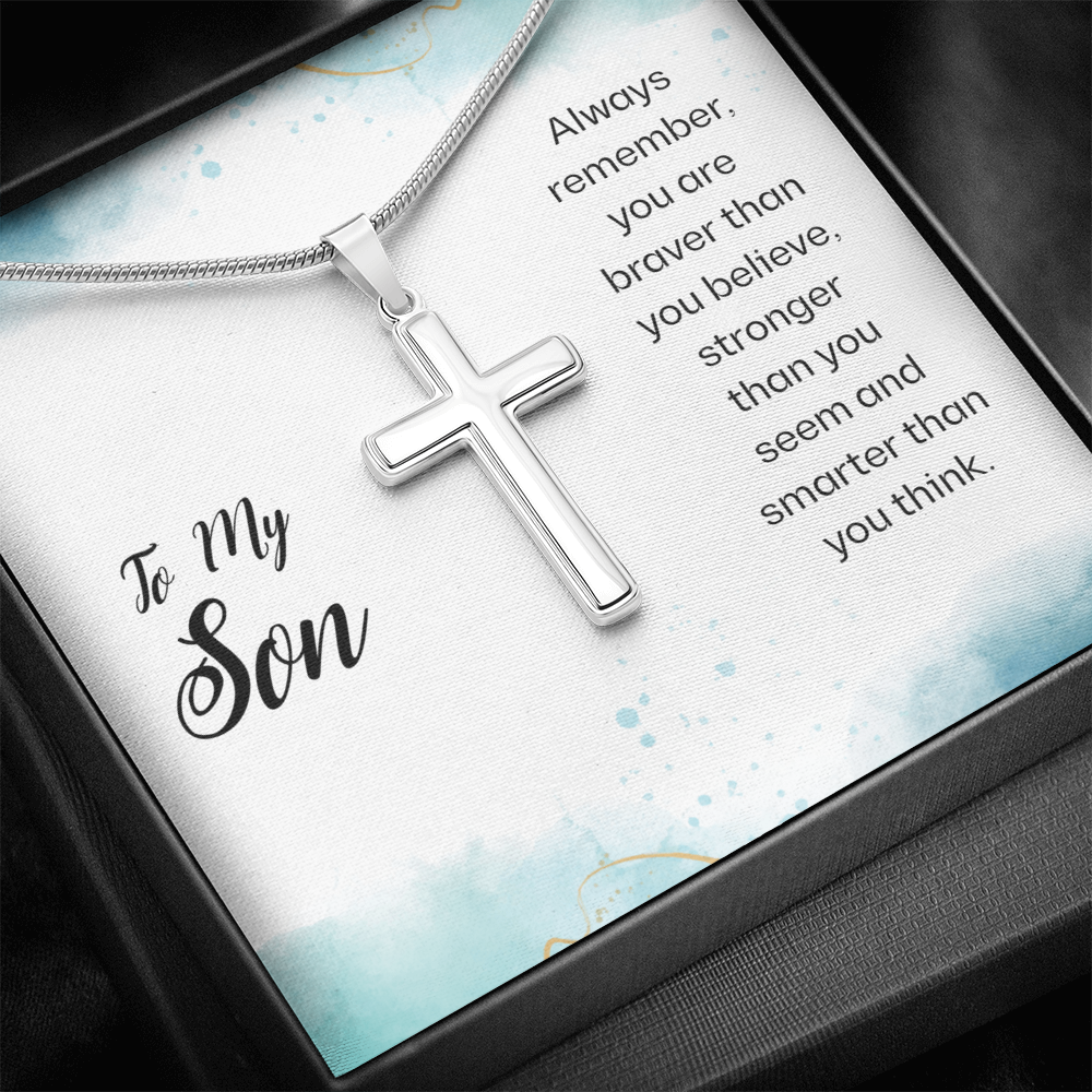 Best Gifts 305-To My Son Always Remember Cross Necklace with Inspirational Quote Card from Parent