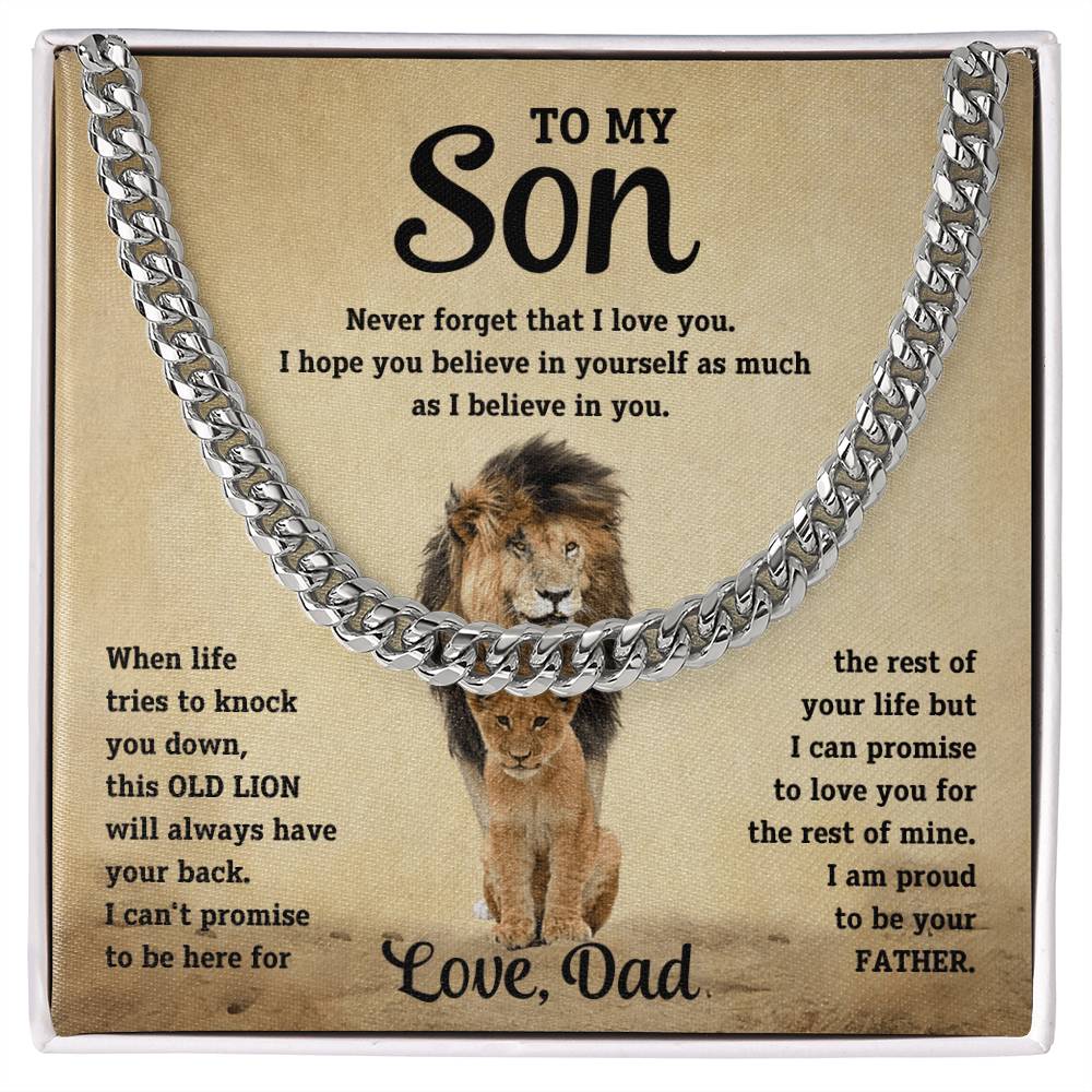 Christian Gifts 305-To My Son Cuban Link Necklace from Dad Gift