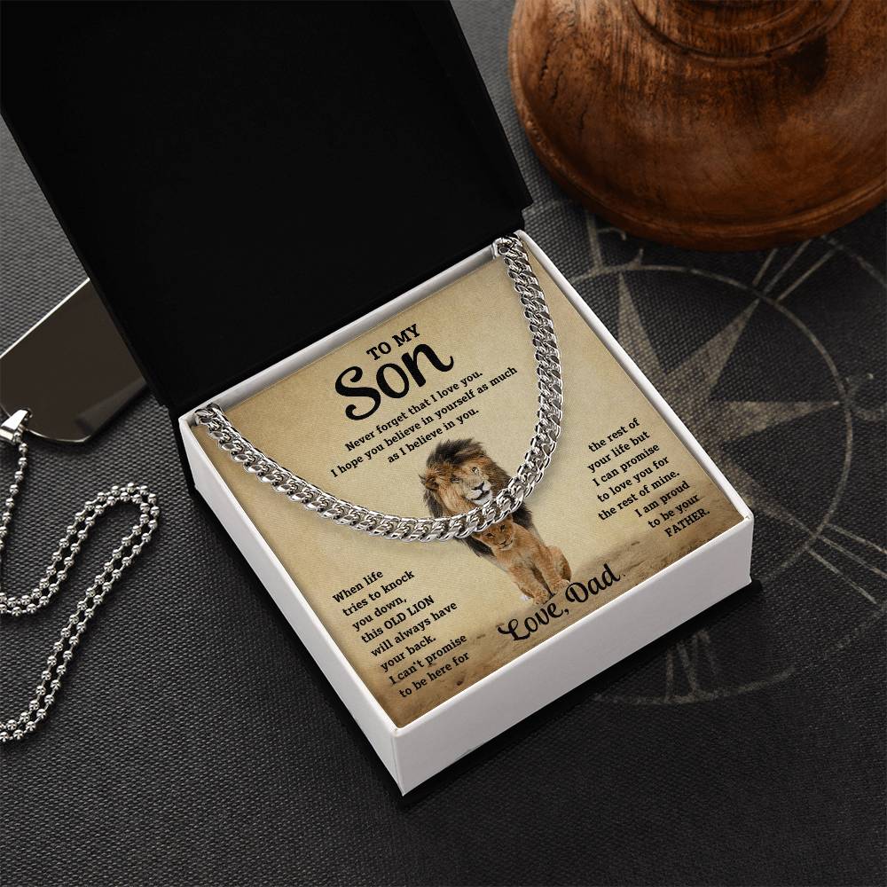 Christian Gifts 305-To My Son Cuban Link Necklace from Dad Gift