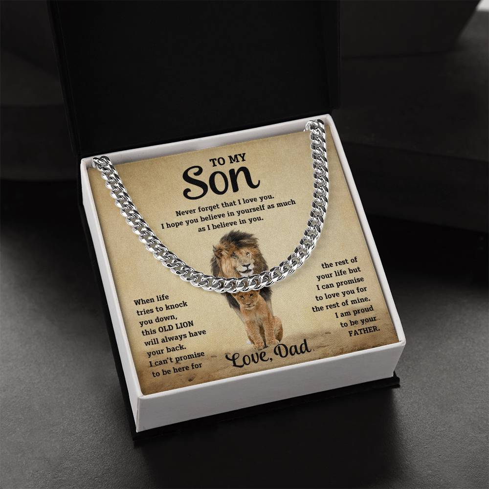Christian Gifts 305-To My Son Cuban Link Necklace from Dad Gift