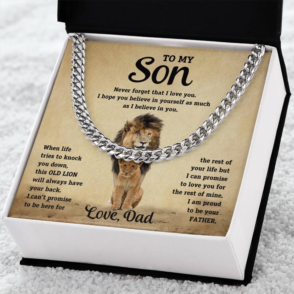 Christian Gifts 305-To My Son Cuban Link Necklace from Dad Gift