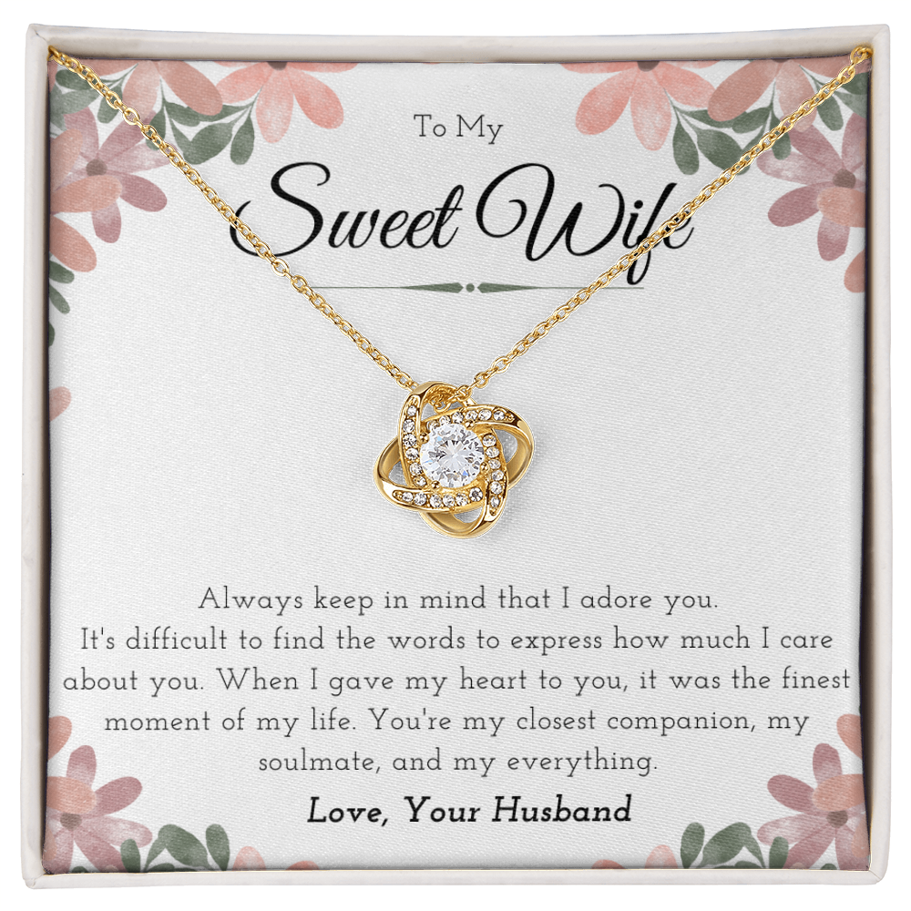 Best Gifts 305-To My Sweet Wife Love Knot Necklace Gift