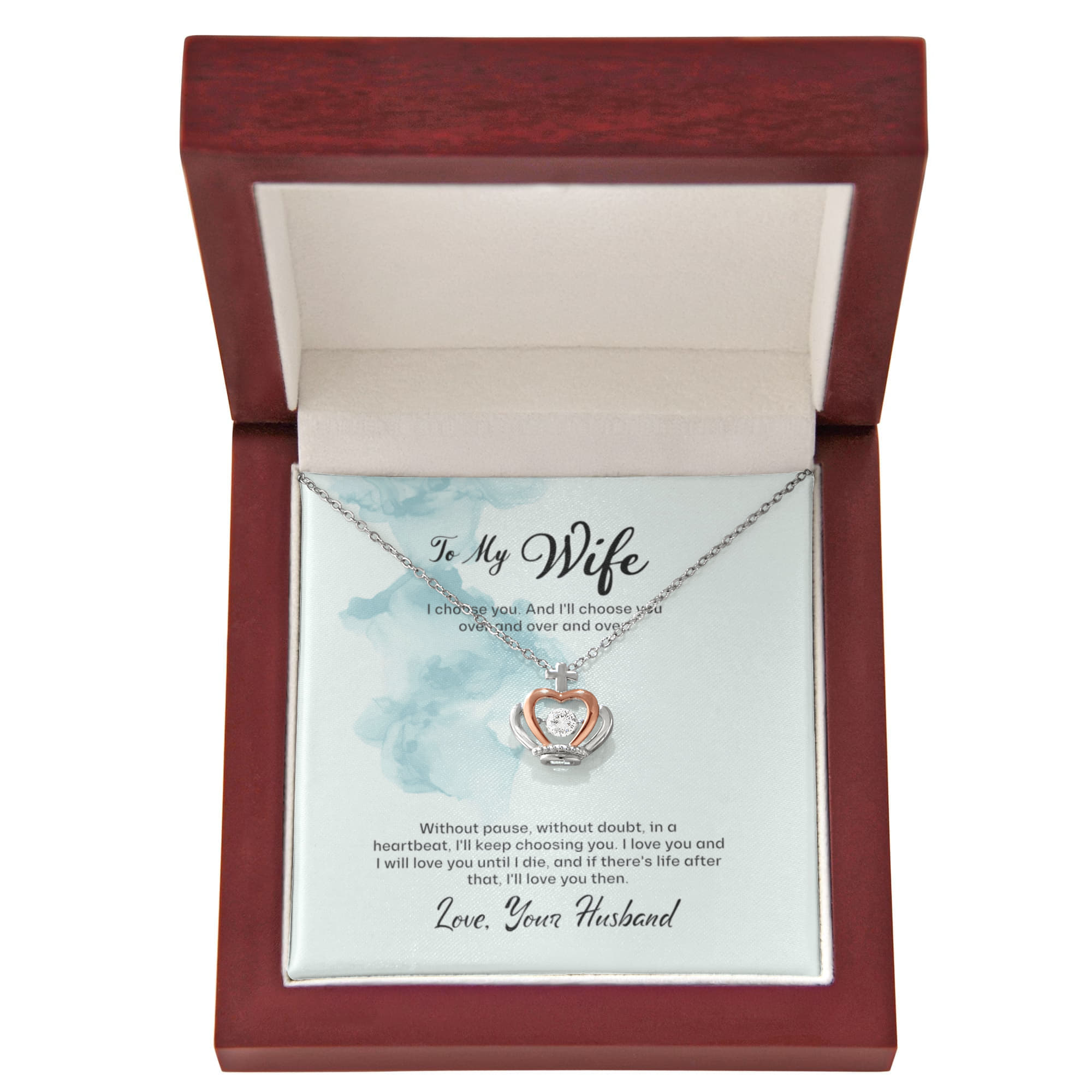 Best Gifts 305-To My Wife Crown Pendant Necklace with Message from Husband