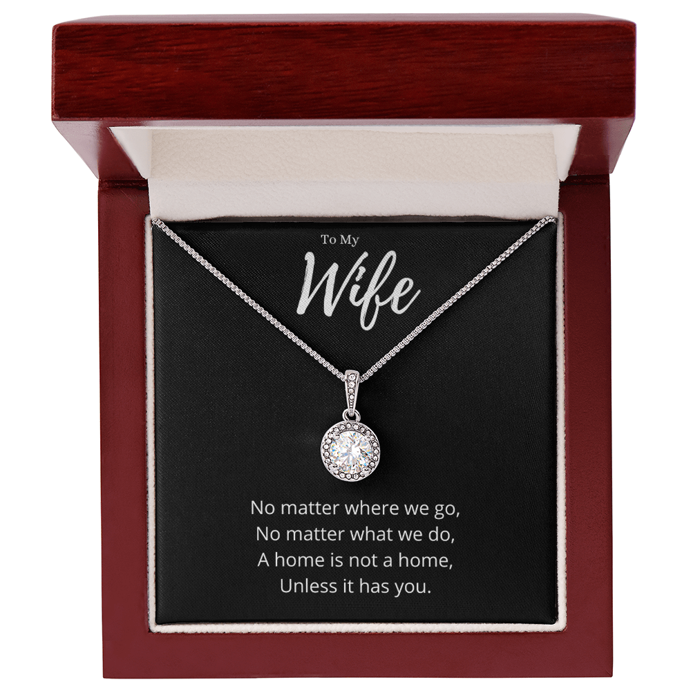 Best Gifts 305-To My Wife Eternal Hope Necklace - Sparkling Cushion Cut CZ Pendant with Inspirational Quote