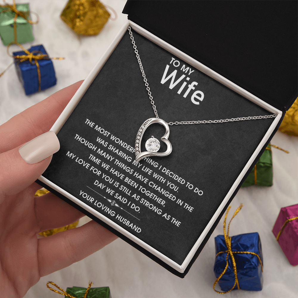 Best Gifts 305-To My Wife Forever Love Necklace with CZ Heart Pendant