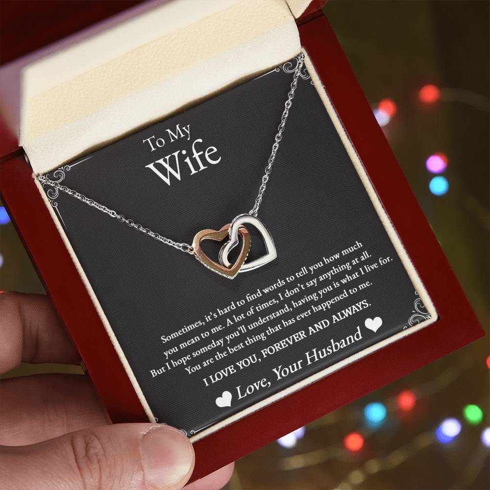 Best Gifts 305-To My Wife Interlocking Hearts Necklace with Cubic Zirconia