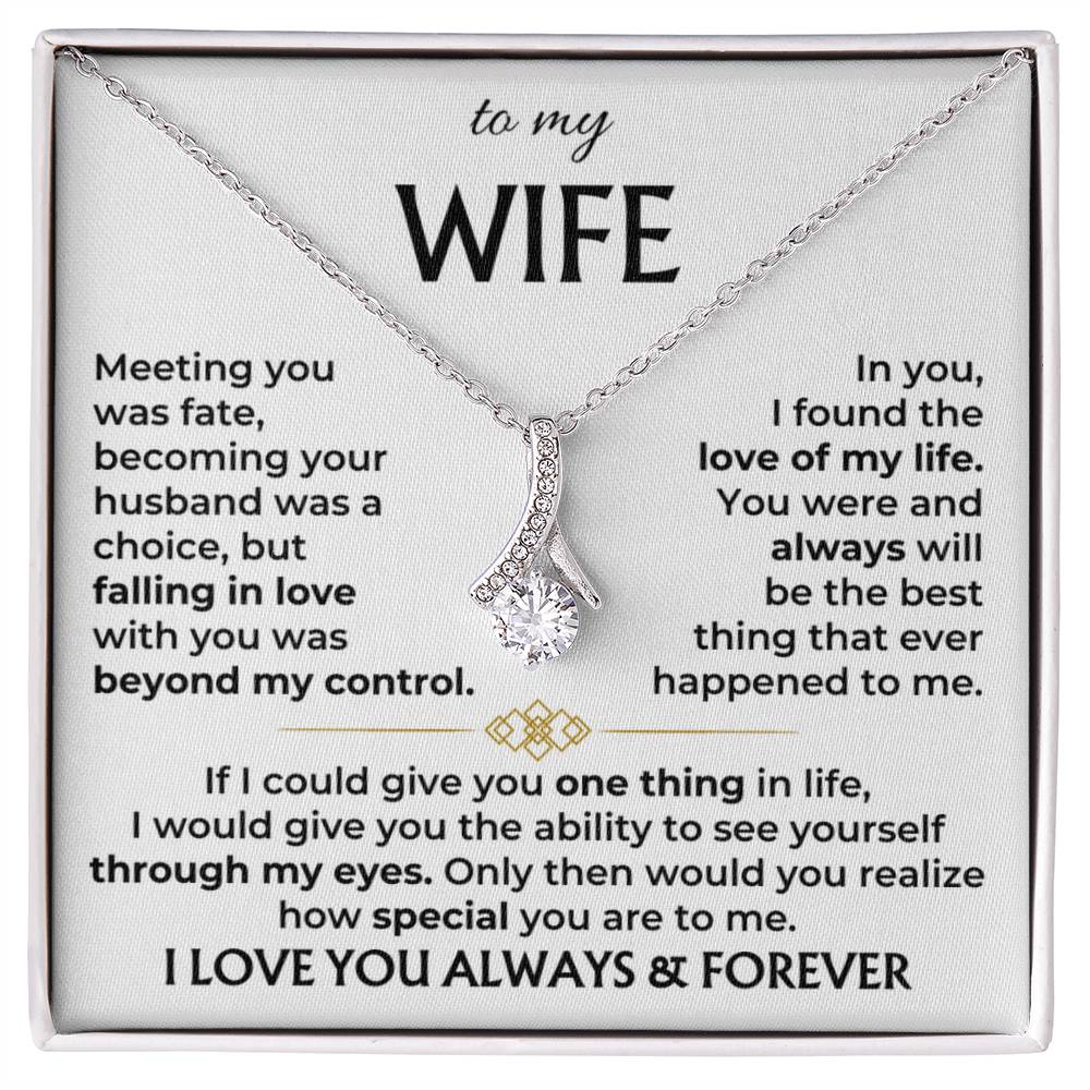 Christian Gifts 305-To My Wife Necklace "Meeting You Was Fate" Ribbon Necklace