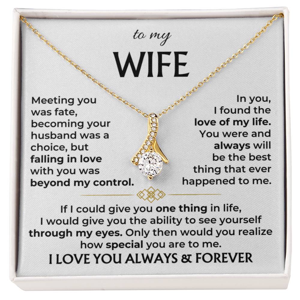Christian Gifts 305-To My Wife Necklace "Meeting You Was Fate" Ribbon Necklace