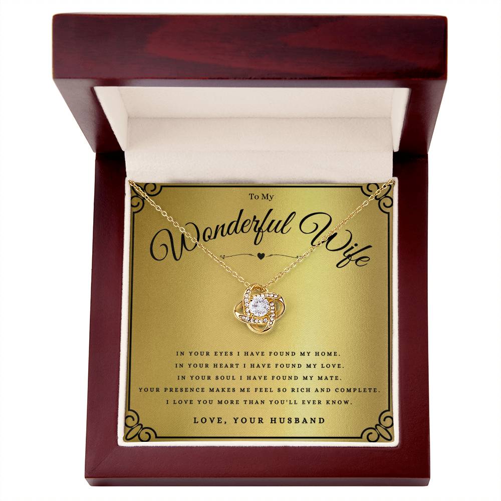 Best Gifts 305-To My Wonderful Wife Love Knot Necklace Gift from Husband 