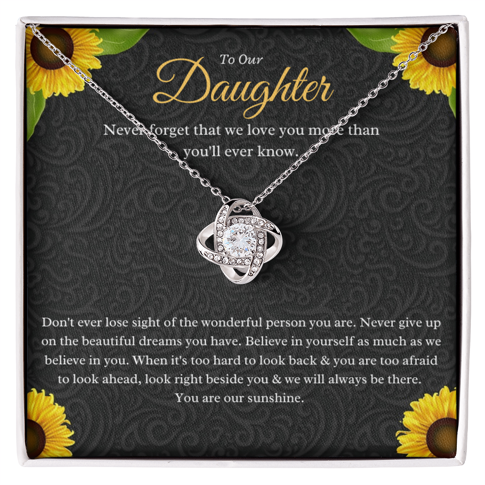 Best Gifts 305-To Our Daughter Love Knot Necklace Gift from Mom and Dad