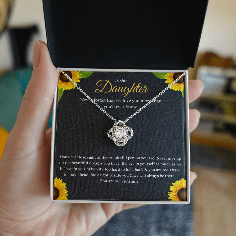 Best Gifts 305-To Our Daughter Love Knot Necklace Gift from Mom and Dad