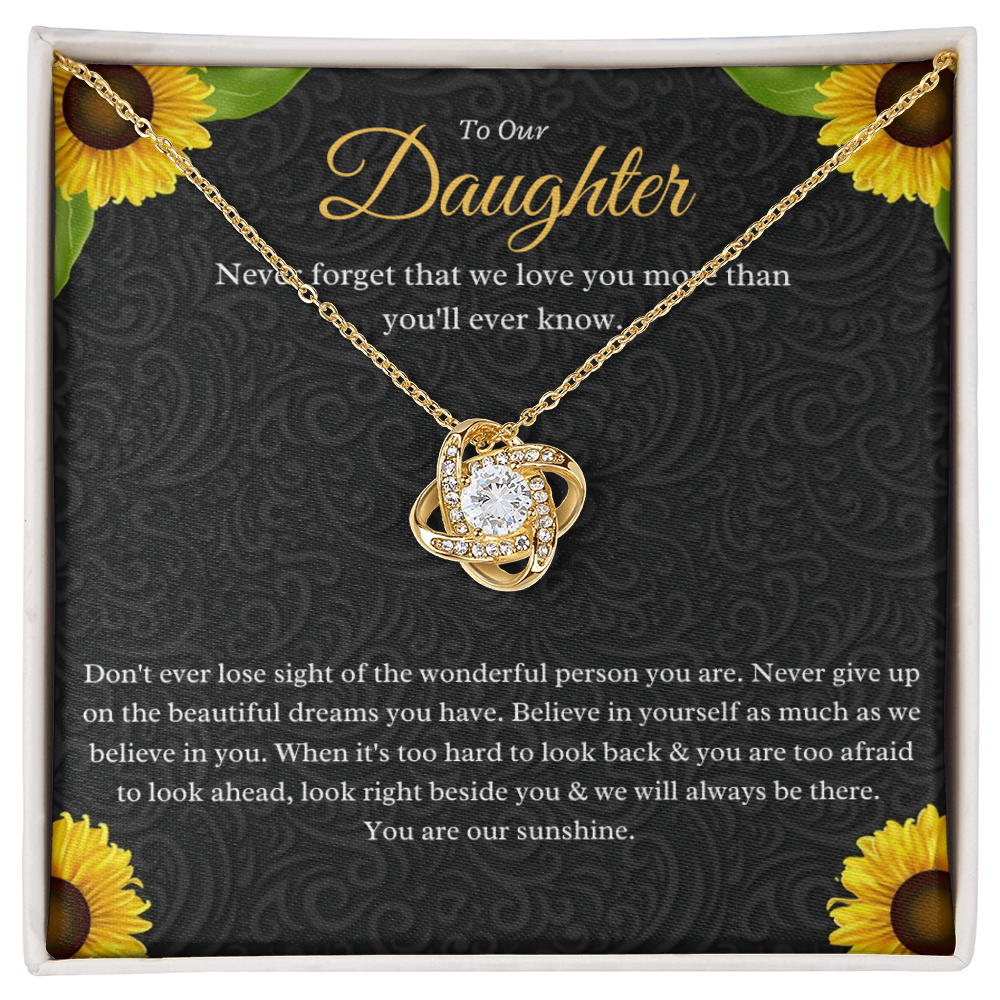 Best Gifts 305-To Our Daughter Love Knot Necklace Gift from Mom and Dad