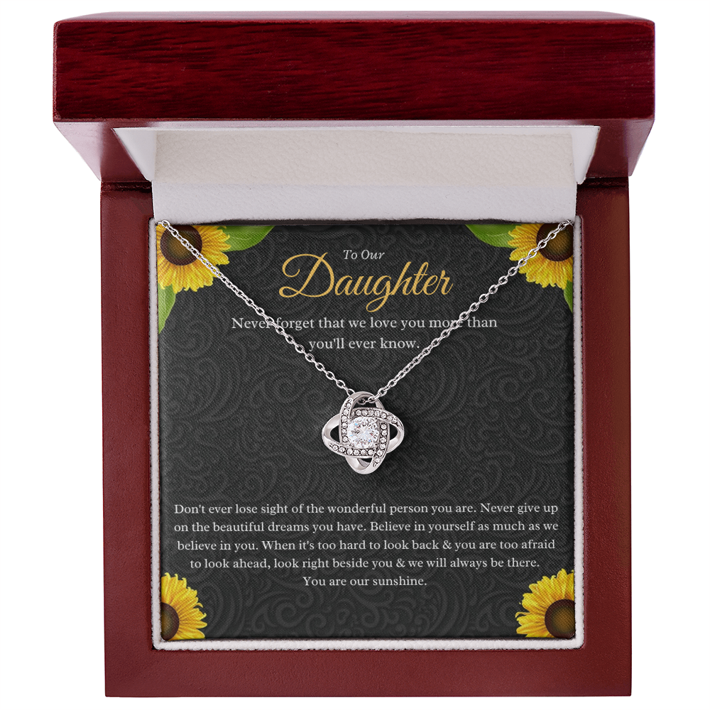 Best Gifts 305-To Our Daughter Love Knot Necklace Gift from Mom and Dad