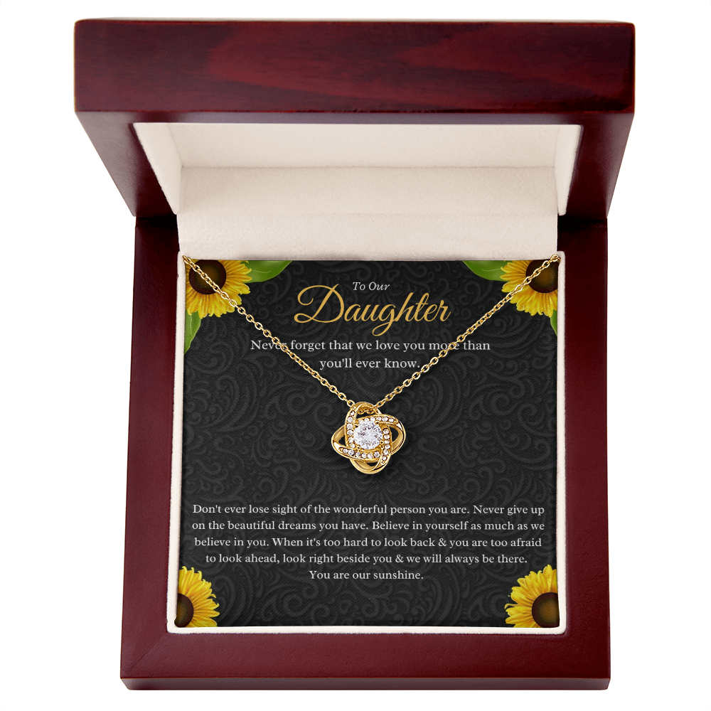 Best Gifts 305-To Our Daughter Love Knot Necklace Gift from Mom and Dad
