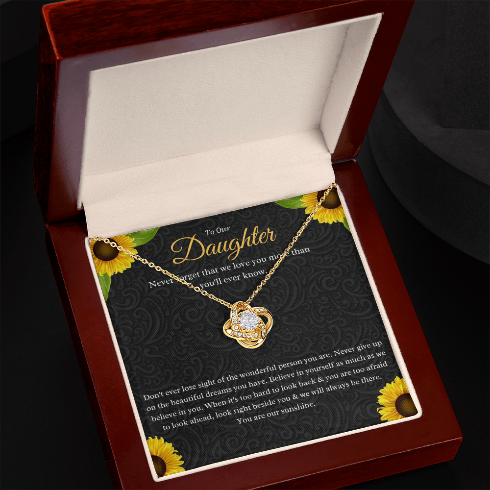 Best Gifts 305-To Our Daughter Love Knot Necklace Gift from Mom and Dad