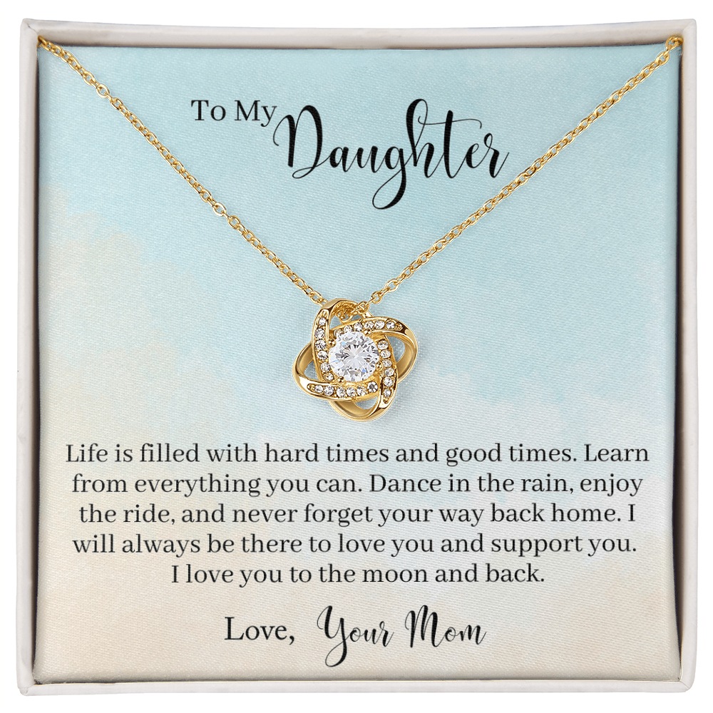Christian Gifts 305-To the Moon and Back Love Knot Necklace for Daughter – Mom Gift