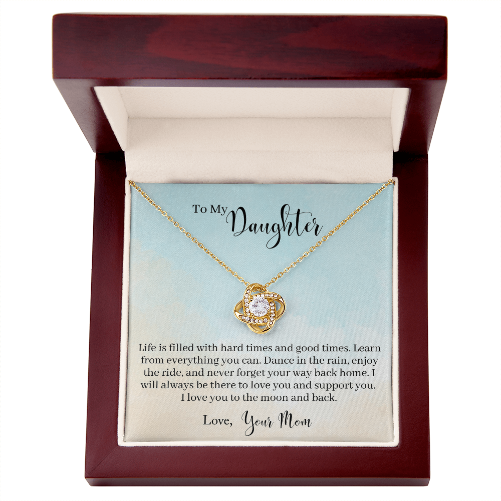 Christian Gifts 305-To the Moon and Back Love Knot Necklace for Daughter – Mom Gift