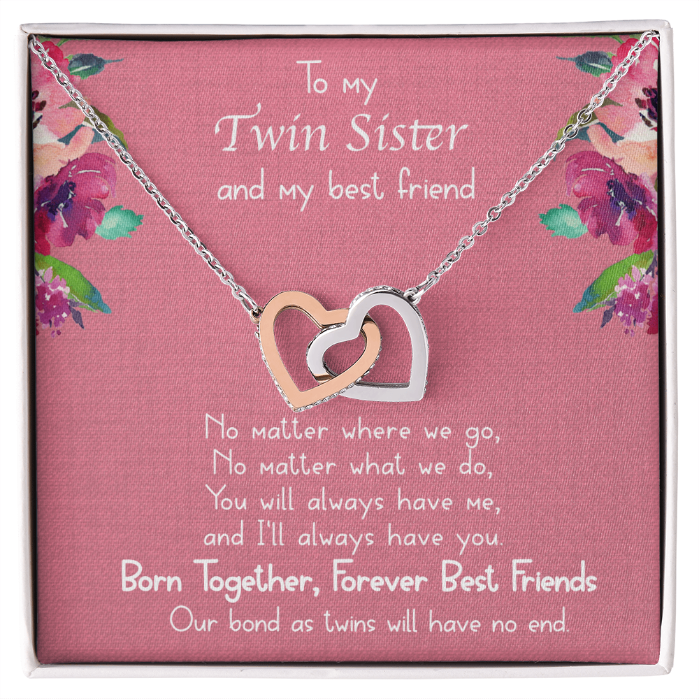 Best Gifts 305-Twin Sister Interlocking Hearts Necklace Gift for Her