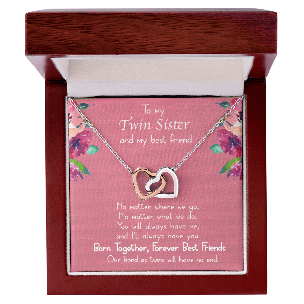 Best Gifts 305-Twin Sister Interlocking Hearts Necklace Gift for Her