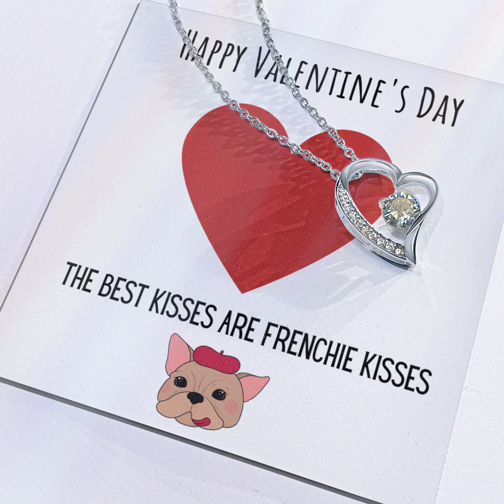 Best Gifts 305-Valentines Day Forever Love Necklace French Bulldog Heart Pendant 