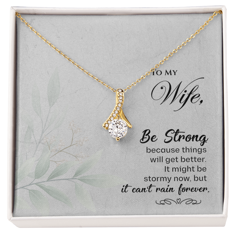 Best Gifts 305-Wife Necklace Gift Ribbon Pendant with Be Strong Message