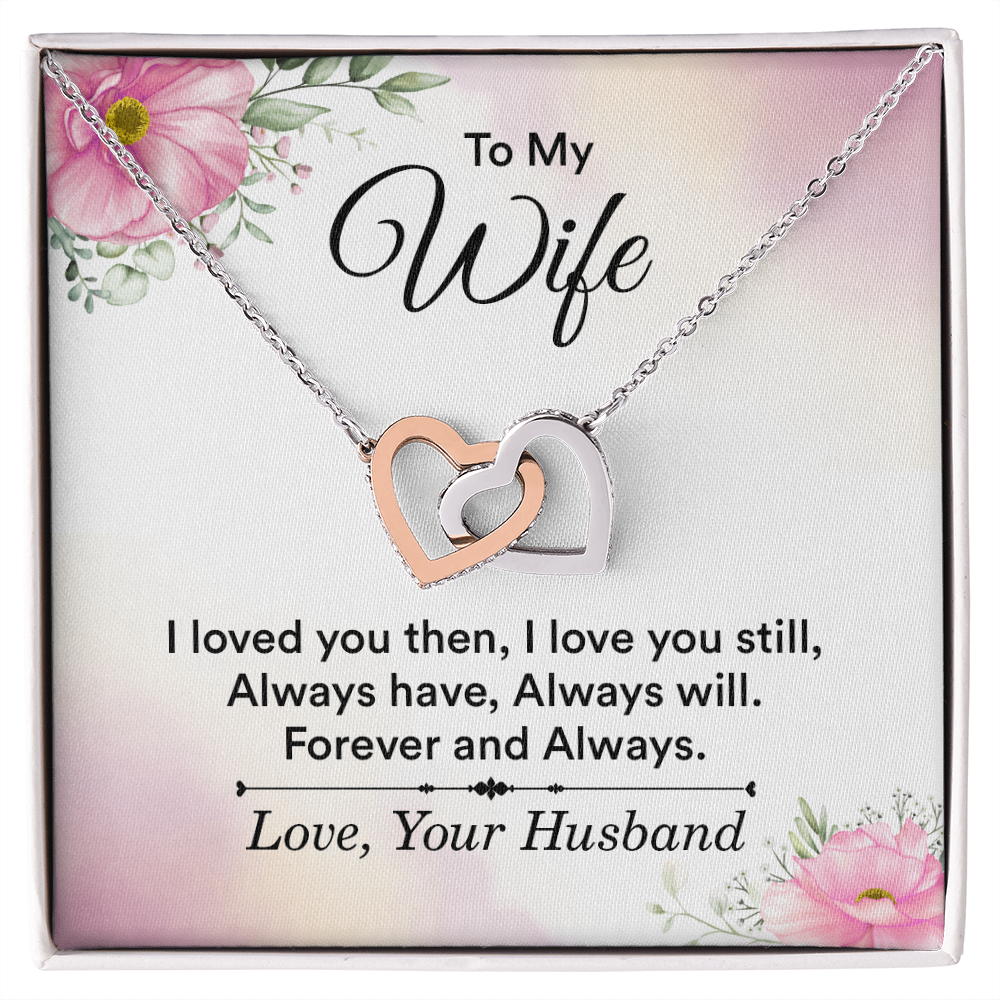 Christian Gifts 305-Wife Necklace Interlocking Hearts Pendant CZ Crystals