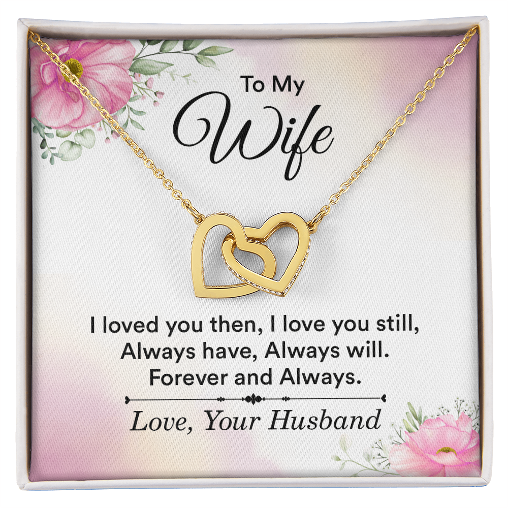 Christian Gifts 305-Wife Necklace Interlocking Hearts Pendant CZ Crystals