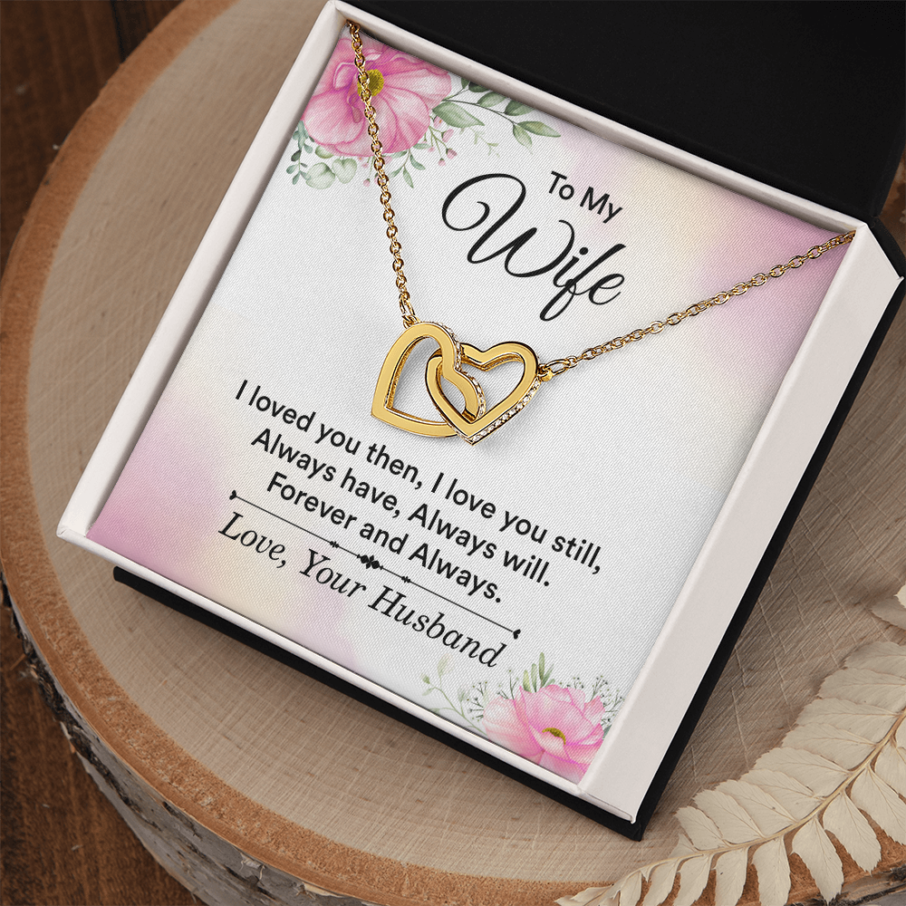 Christian Gifts 305-Wife Necklace Interlocking Hearts Pendant CZ Crystals