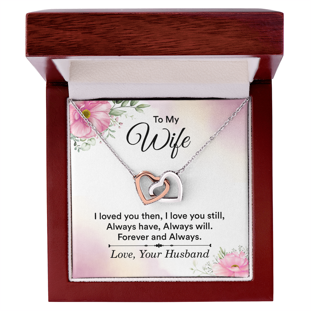 Christian Gifts 305-Wife Necklace Interlocking Hearts Pendant CZ Crystals