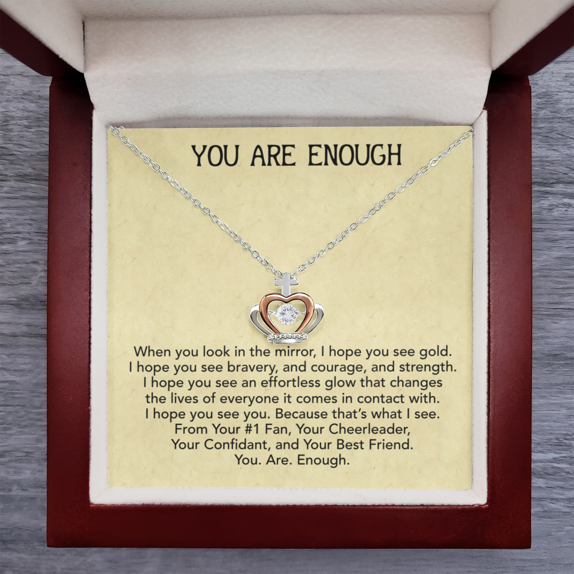 Best Gifts 305-You Are Enough Crown Pendant Necklace Gift