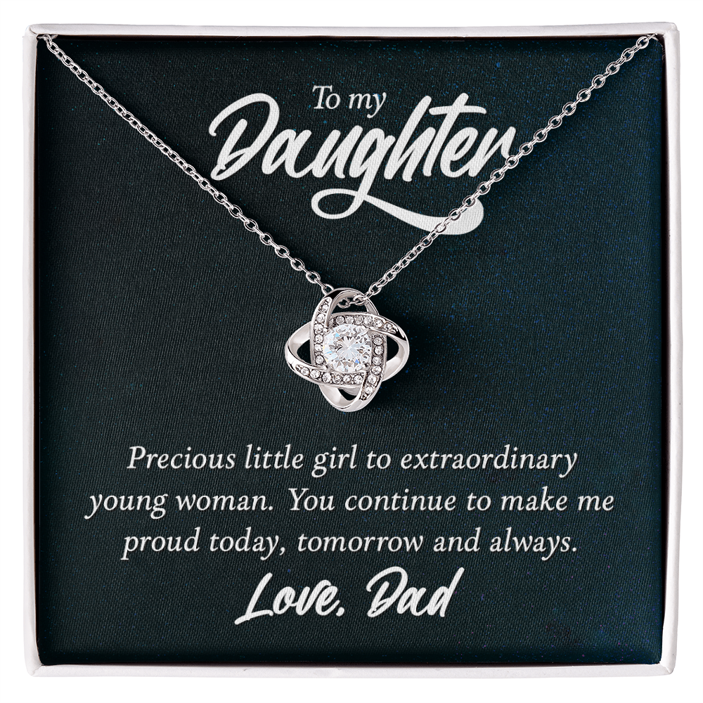 Christian Gifts 305- Proud Love Knot Necklace for Daughter – Heart Pendant Gift