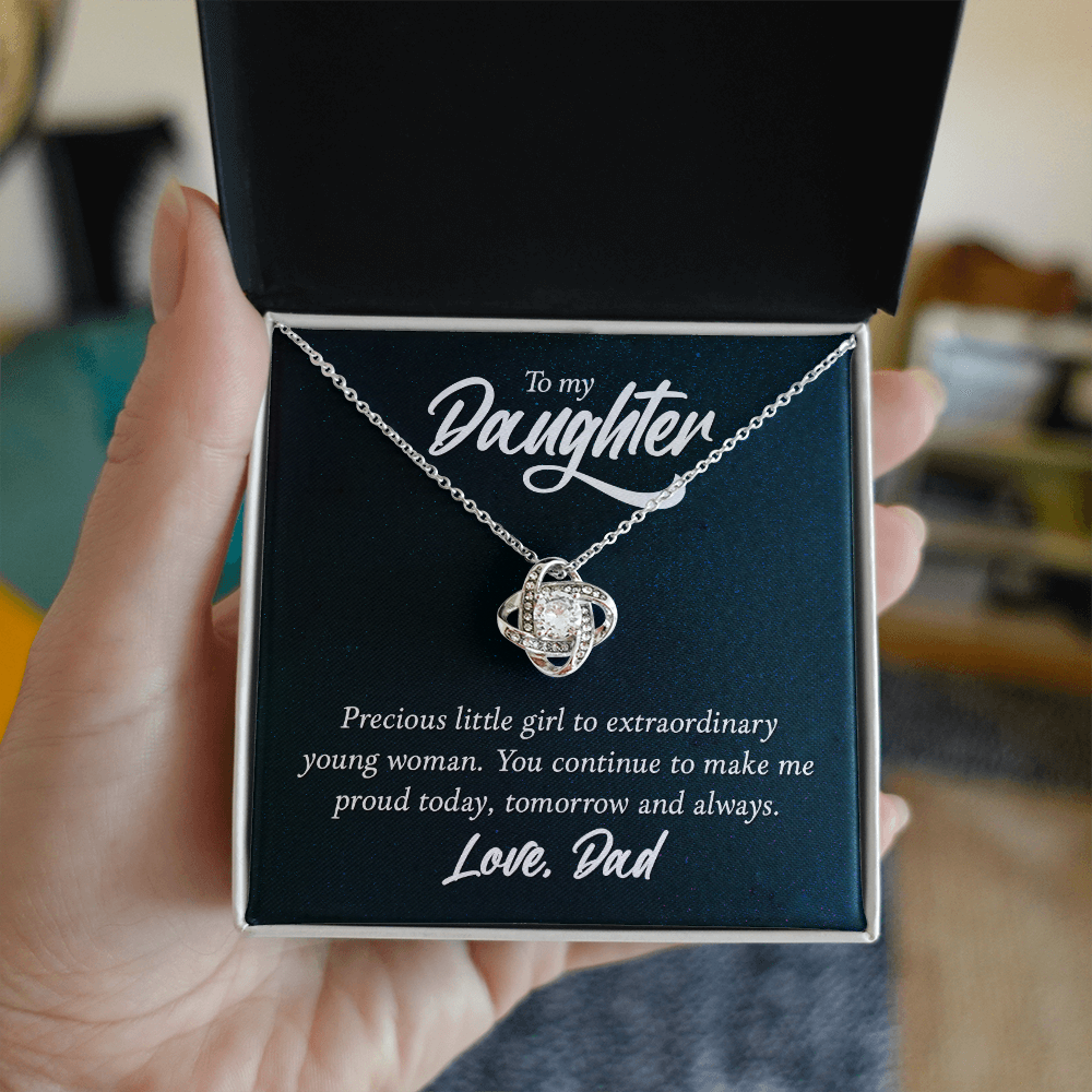 Christian Gifts 305- Proud Love Knot Necklace for Daughter – Heart Pendant Gift