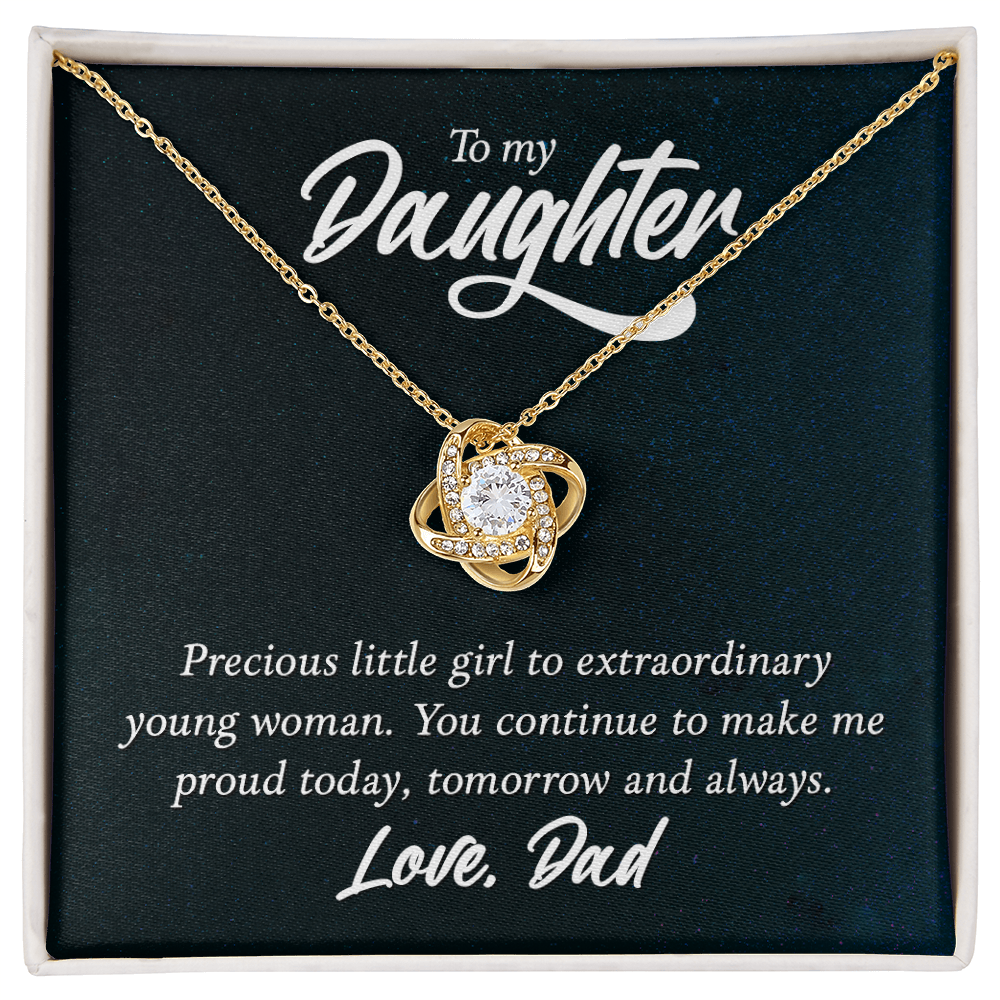 Christian Gifts 305- Proud Love Knot Necklace for Daughter – Heart Pendant Gift