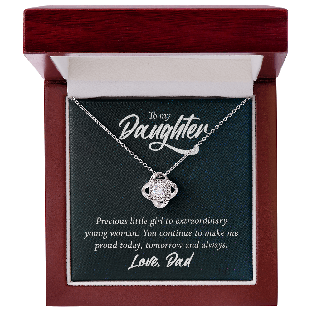 Christian Gifts 305- Proud Love Knot Necklace for Daughter – Heart Pendant Gift