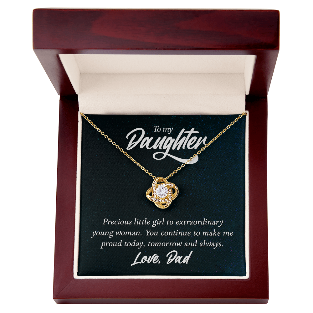 Christian Gifts 305- Proud Love Knot Necklace for Daughter – Heart Pendant Gift