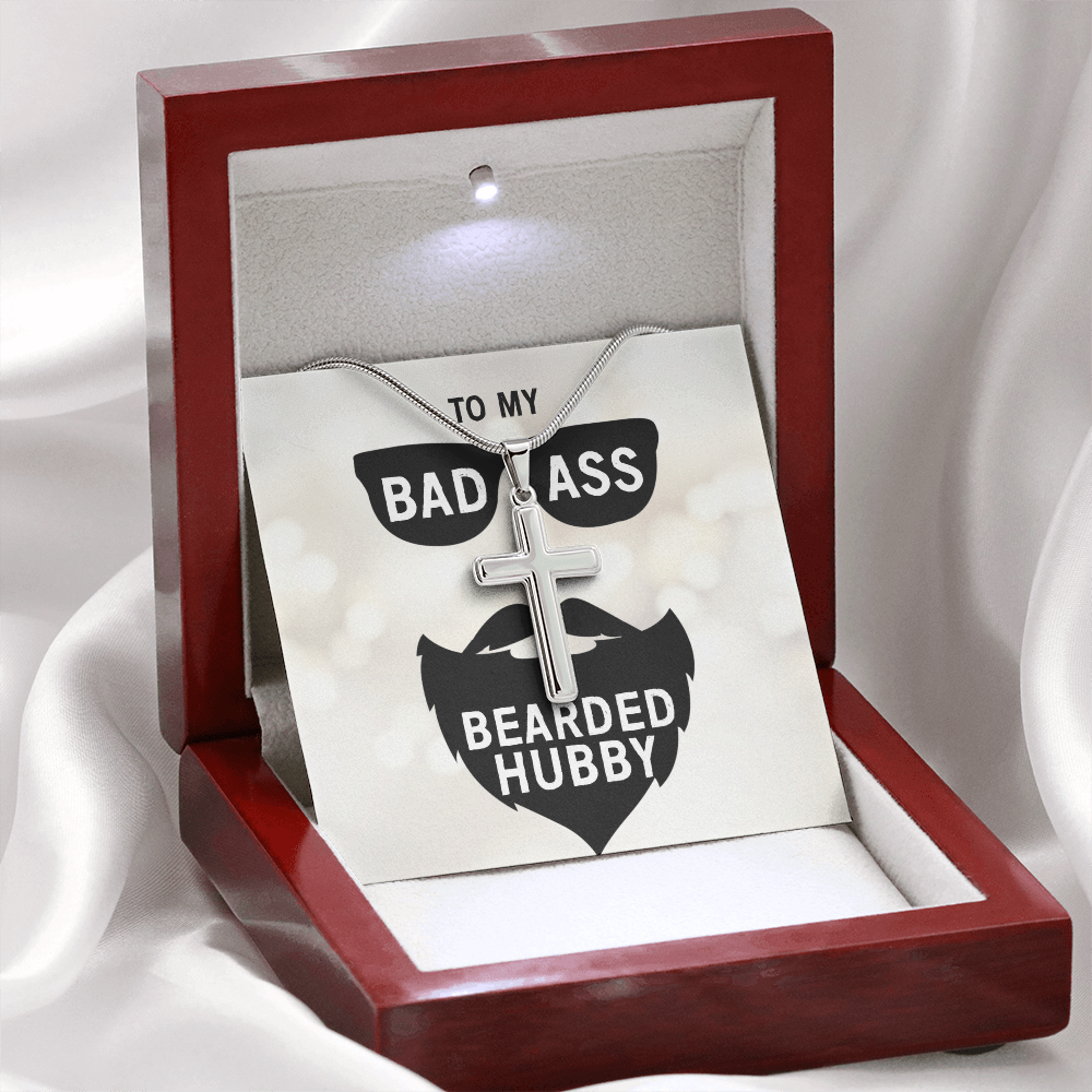 Best Gifts 305 - Badass Bearded Hubby Cross Necklace Gift for Husband