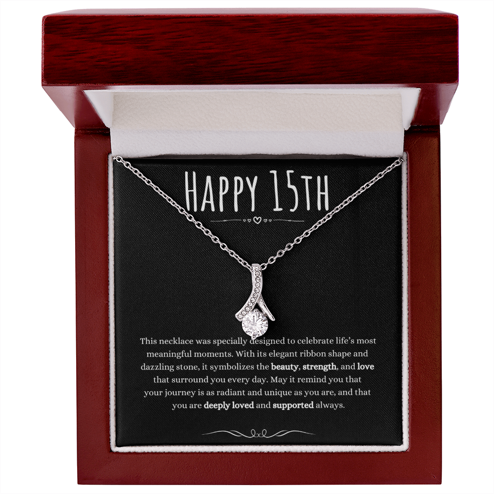 Best Gifts 305 15th Birthday Necklace for Her – Elegant Ribbon Pendant