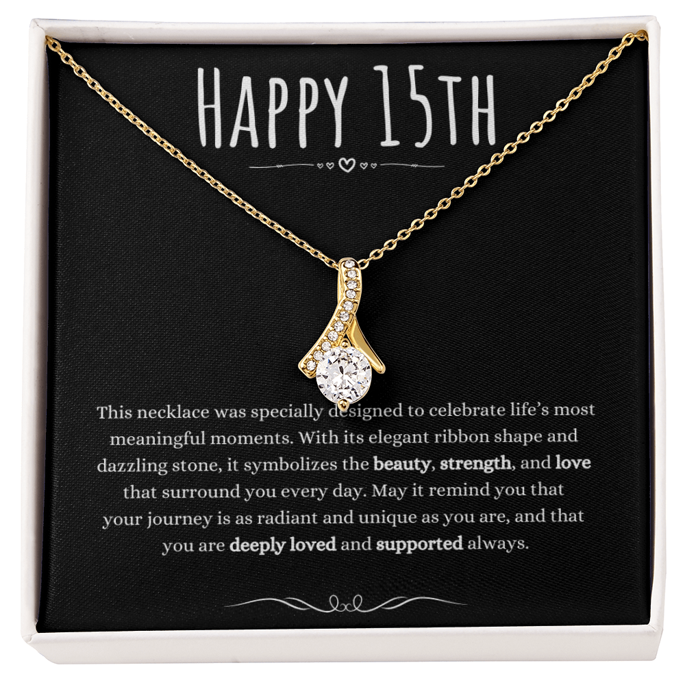 Best Gifts 305 15th Birthday Necklace for Her – Elegant Ribbon Pendant