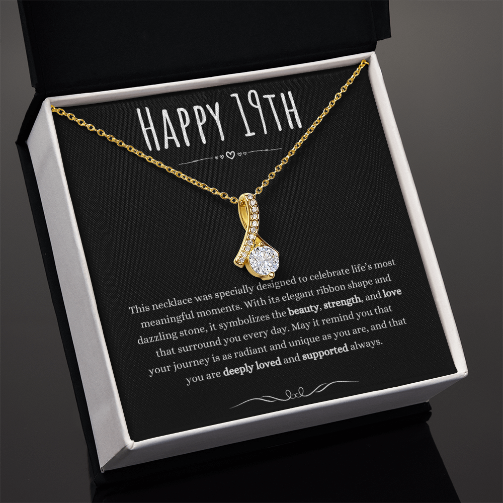 Best Gifts 305 19th Birthday Necklace for Her – Elegant Ribbon Pendant 