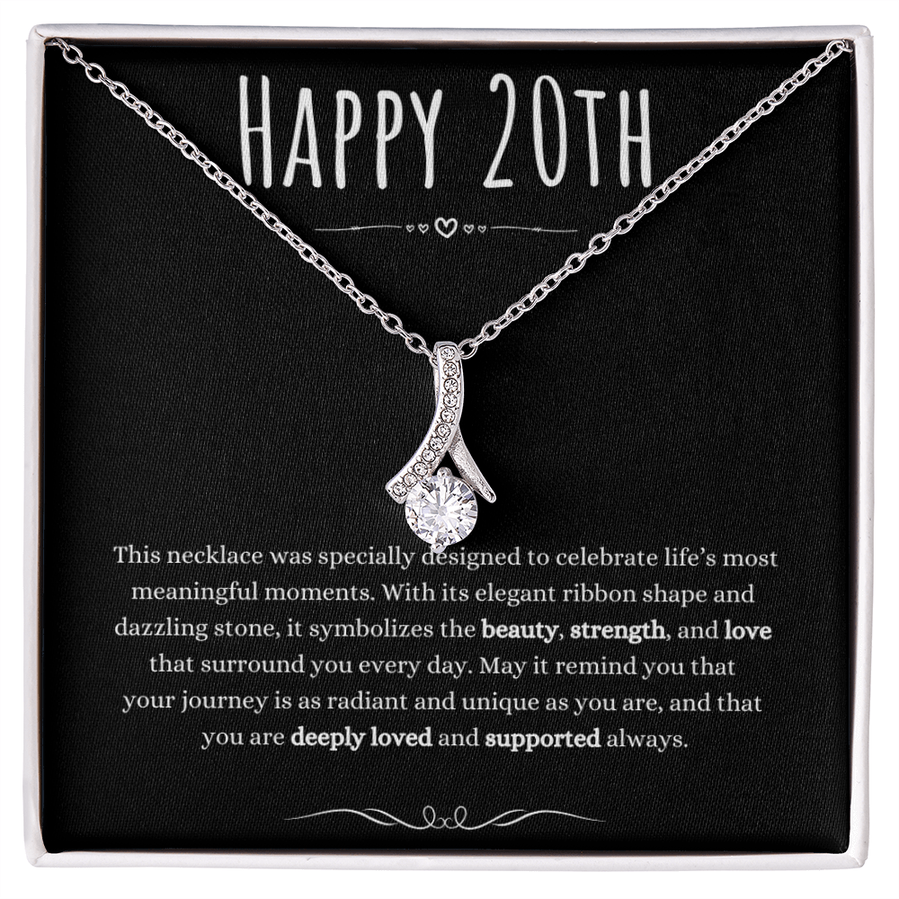 Best Gifts 305 20th Birthday Necklace for Her – Elegant Ribbon Pendant