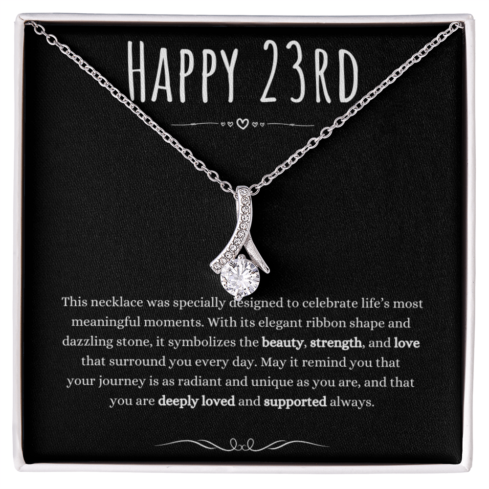 Best Gifts 305 23rd Birthday Necklace for Her – Elegant Ribbon Pendant 