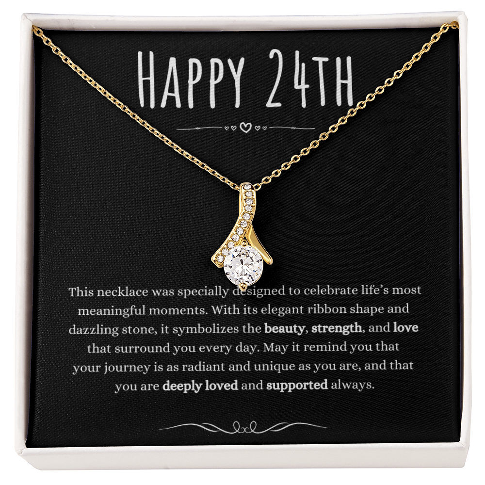 Best Gifts 305 24th Birthday Necklace for Her – Elegant Ribbon Pendant