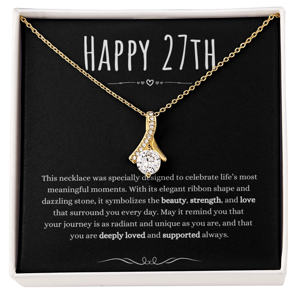 Best Gifts 305 27th Birthday Necklace for Her – Elegant Ribbon Pendant