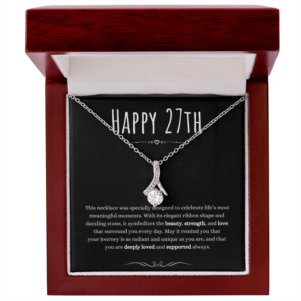 Best Gifts 305 27th Birthday Necklace for Her – Elegant Ribbon Pendant
