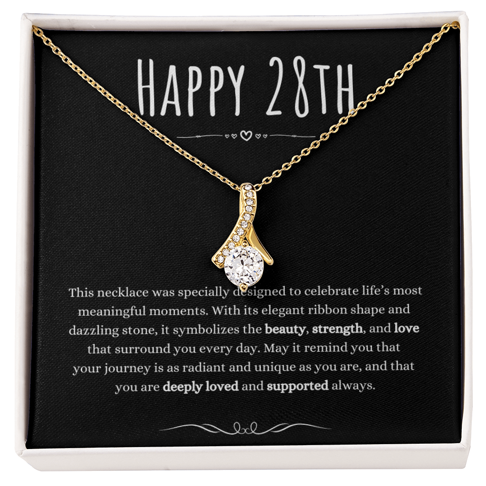 Best Gifts 305 28th Birthday Necklace for Her – Elegant Ribbon Pendant
